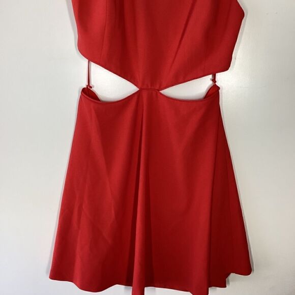 Alice + Olivia Cara Cut-Out Flare Poppy Mini Dress in Red Size 8 Sleeveless Fit - Picture 5 of 16